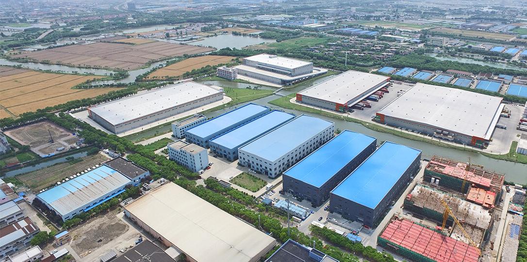 Aerial view of the factory buildings